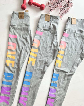 Imagen de PINK Leggings Gris Logo De Colores.